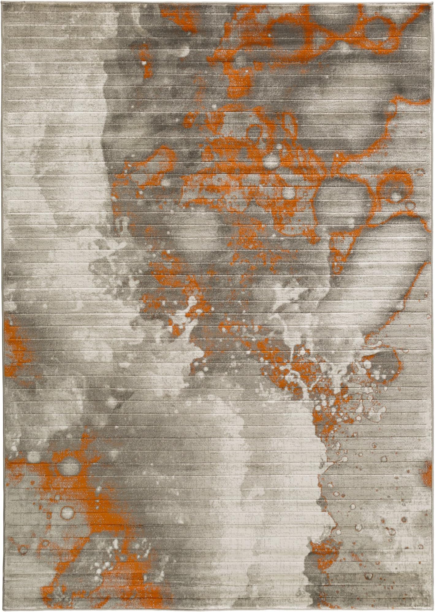 Ines Light gray and burnt orange Modern Area Rug 5'2" x 7'6"