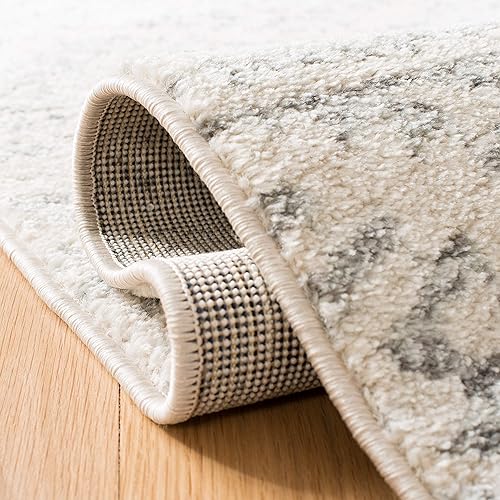 Miniatura 4 de SAFAVIEH Tapete de la colección Tulum cuadrado de 9 pies, color marfil y gris claro, diseño tribal bohemio marroquí, no desprende pelo y es de fácil