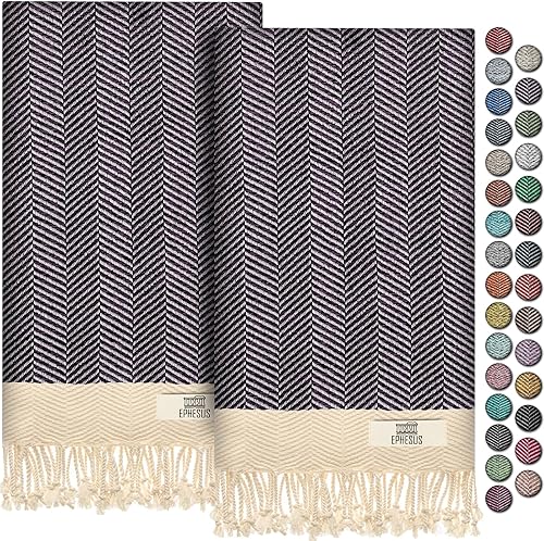 Miniatura 22 de Toallas de mano – Juego de 2 18" x 30" – Toalla de mano turca decorativa para baño, cocina, invitados, cara, cabello, té, paño de cocina