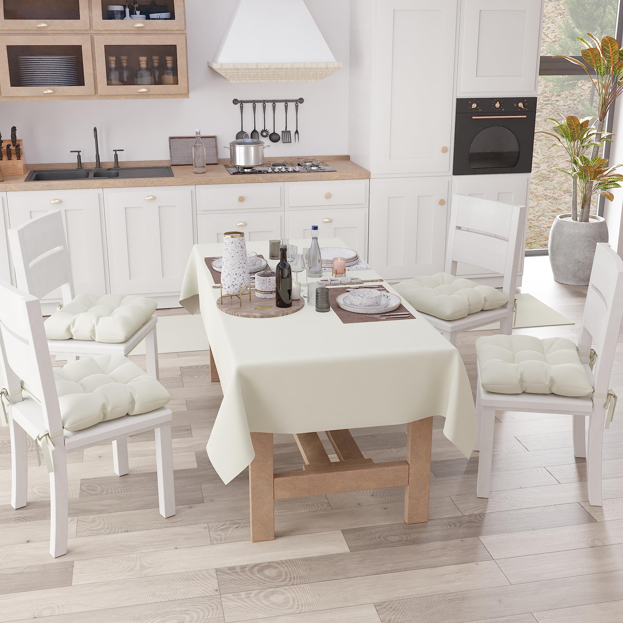 Cuscini Sedie Set Da 6 - Imbottiti Con Laccetti | Verde Chiaro Per Interni Ed Esterni - Foto 9