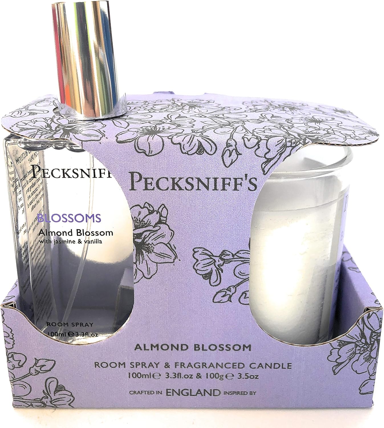 Pecksniff’s Almond Blossom Room Spray and Candle Set