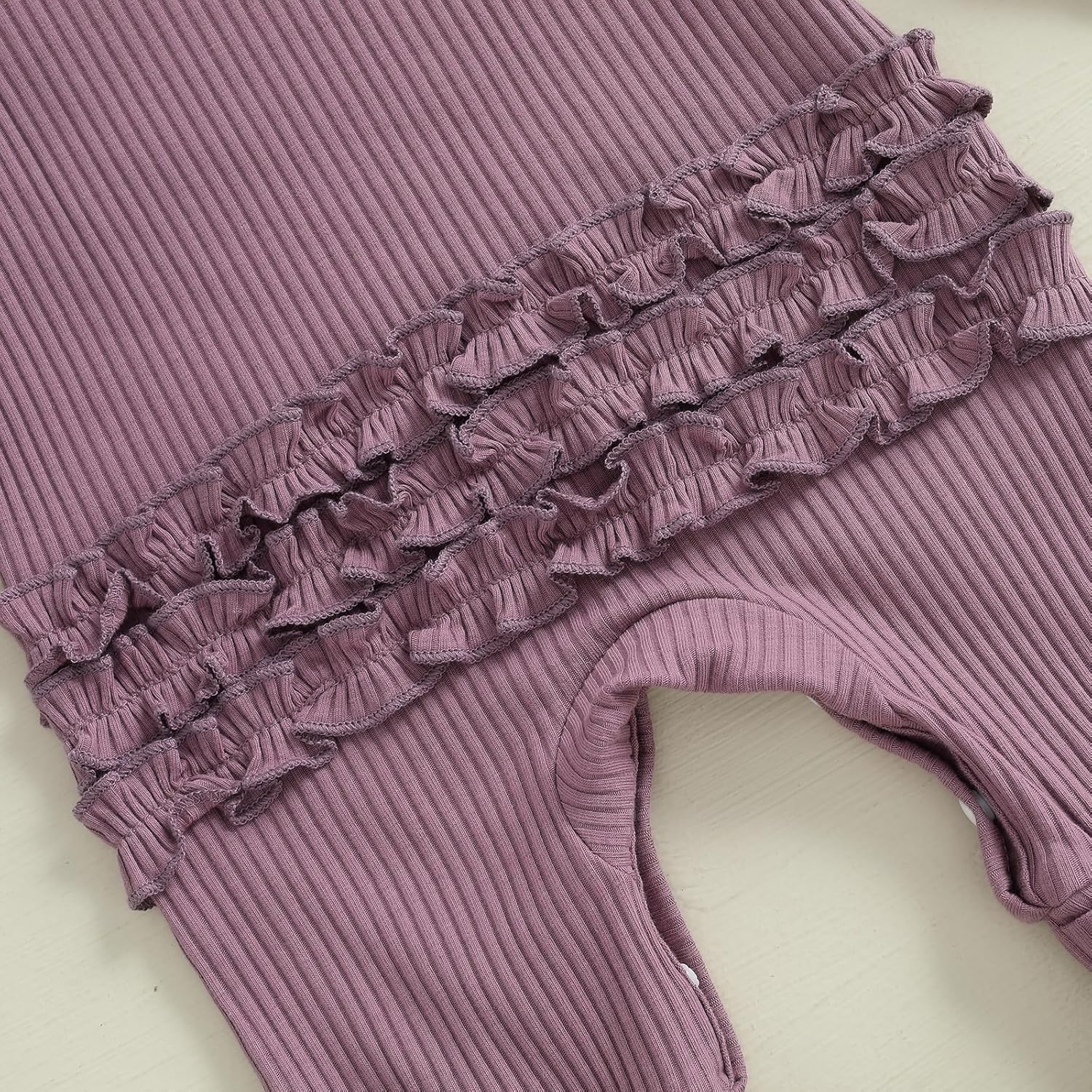 Newborn Baby Girl Winter Clothes Ruffle Ribbed Knit Romper One Piece Long Sleeve Jumpsuit Cute Coming Home Outfit - Image 7