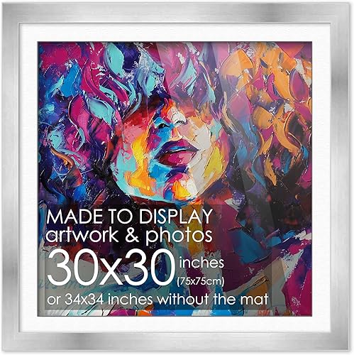 Miniatura 71 de Marco de madera negra de 9 x 9 pulgadas con paspartú blanco Con paspartú de 12 x 12 a 9 x 9 pulgadas Protector inastillable acrílico UV