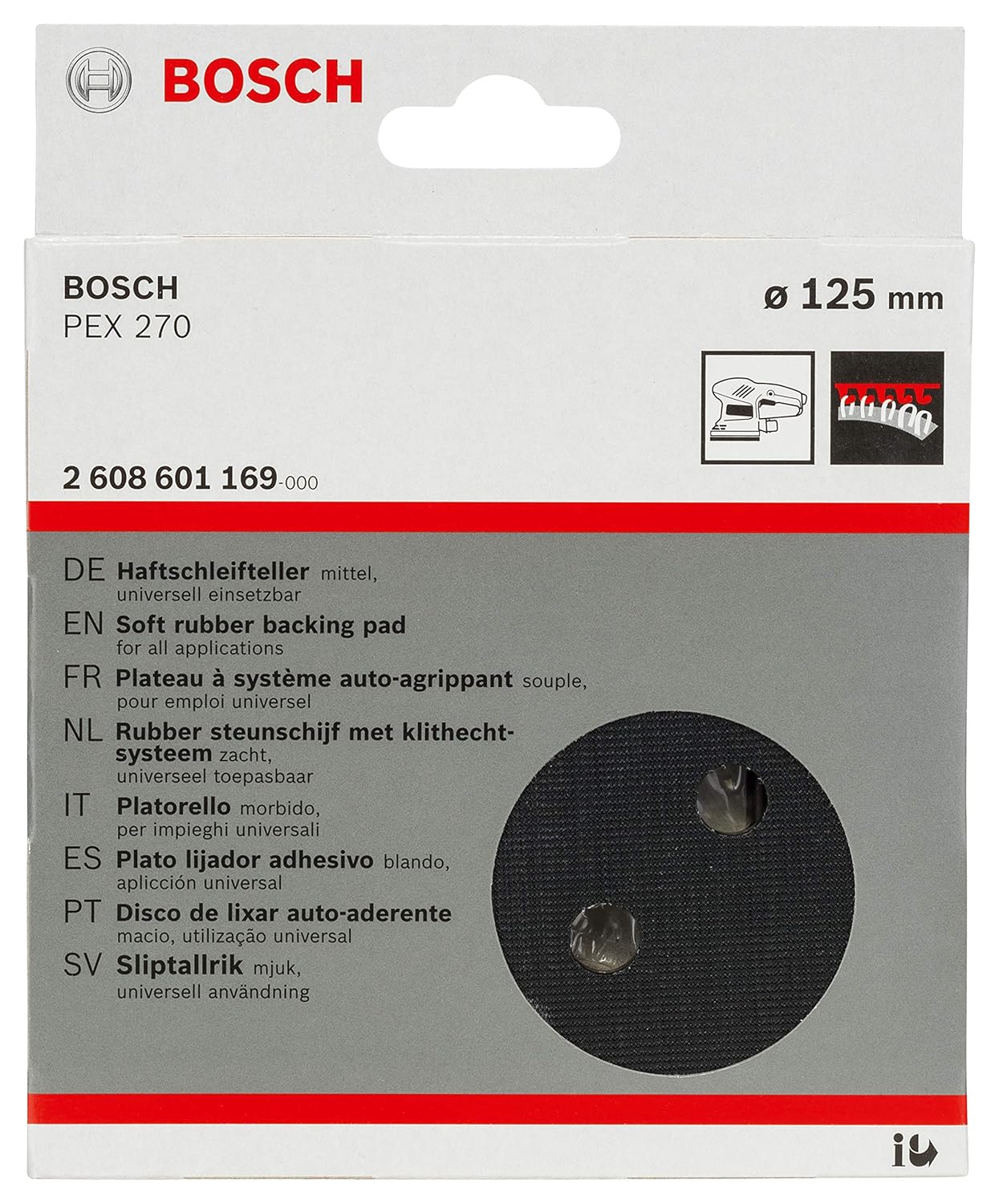 Bosch Professional Sanding Pads (Ø 125 mm, Medium Hard, with Hook and Loop System, Accessories for Random orBit Sander PEX 270 A/PEX 270 AE)