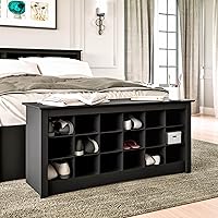 Vista 2 de Banco cubo para almacenamiento de zapatos Prepac , Laminados de madera compueta, Negro