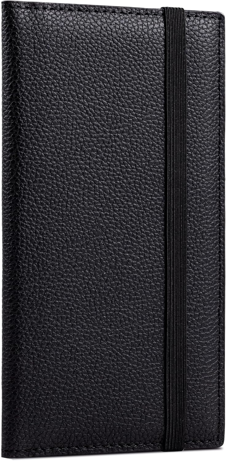 Zreal Checkbook Cover for Women & Men, Premium Vegan Leather Checkbook Holder for Top & Side Tear Duplicate Checks with RFID Blocking (Black)