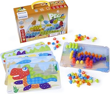 Miniland Interactive Peg Board Game with 90 Pegs & 6 Worksheets, 3/4",Multicolor,45318