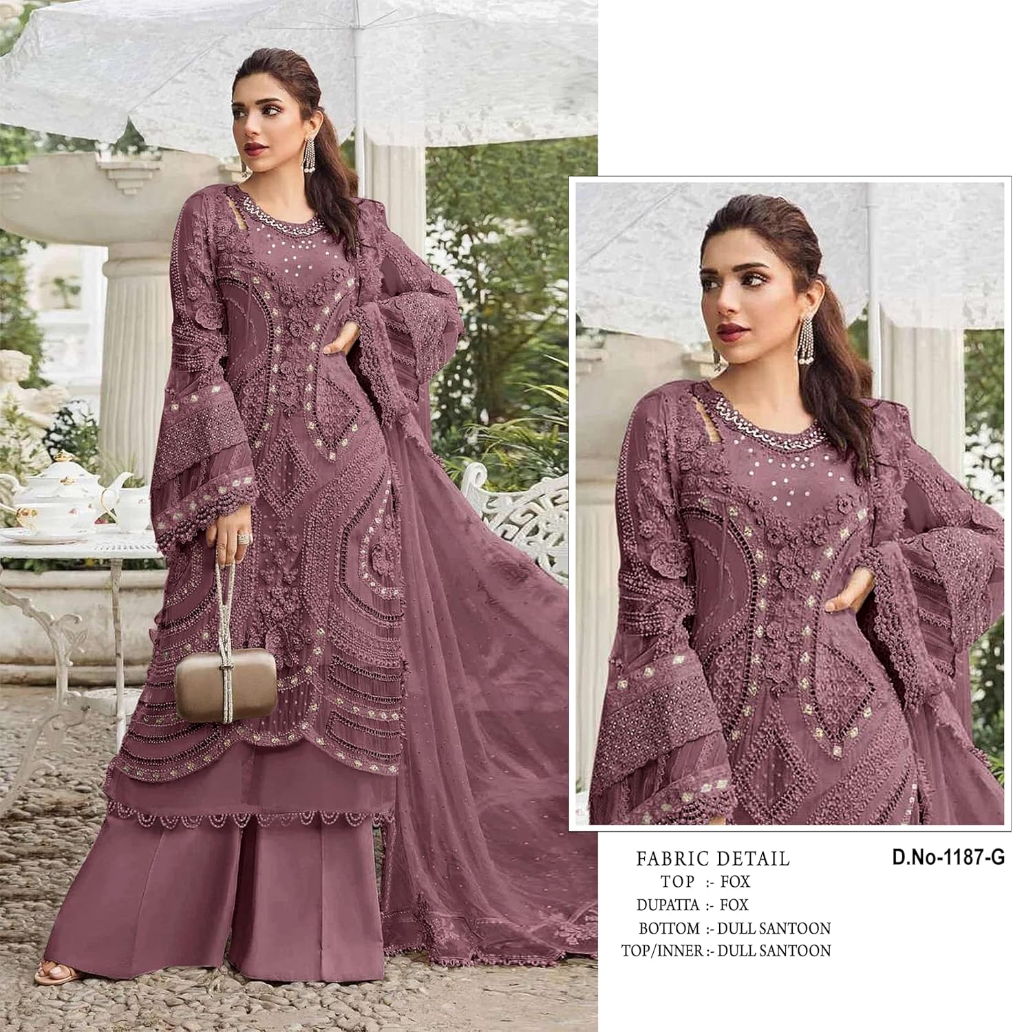 Women’s Eid Special Fox Georgette Salwar Kameez Suit Set with Dupatta Heavy Embroidered Festive Ethnic Wear