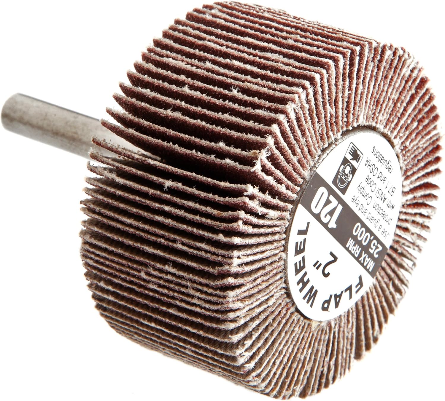 Forney 60186 Mounted Flap Wheel with 1/4-Inch Shank, 2-Inch-by-1-Inch, 120-Grit