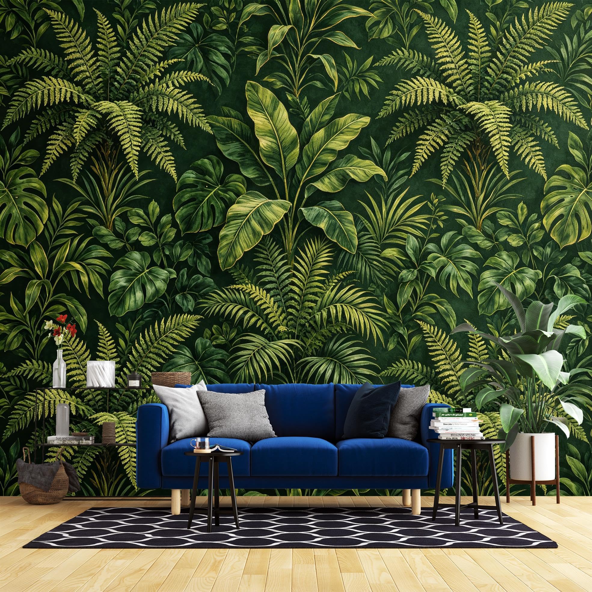 Papier peint panoramique feuilles tropicales 320x600 cm pour salon