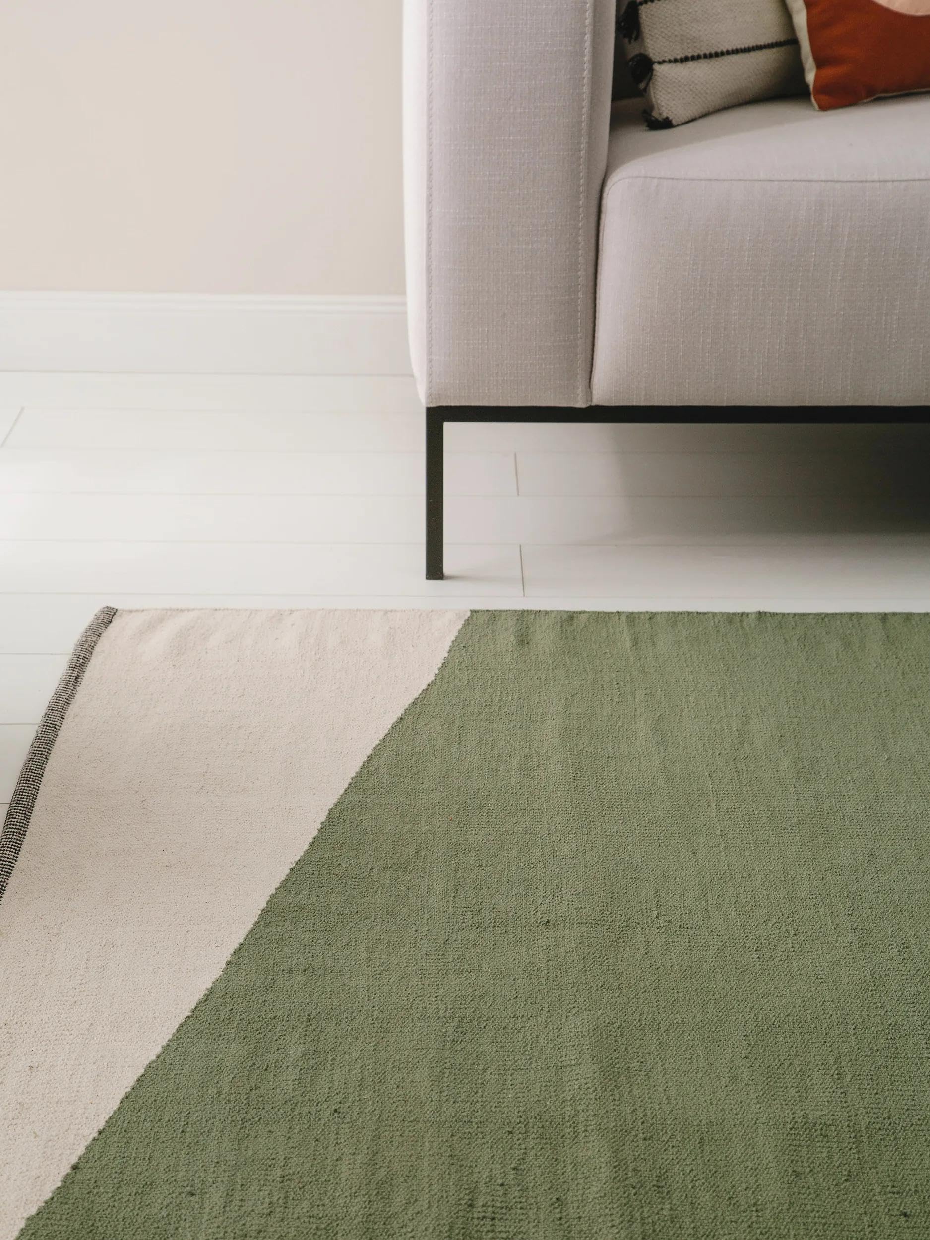 benuta Pop Baumwollteppich Lenny - Grün 200x300 cm - 100% Baumwolle - Rechteckig & im Style: Abstrakt,Geometrisch,Streifen, Minimalistisch, Natural Living, Retro - Pflegeleicht für Wohnzimmer
