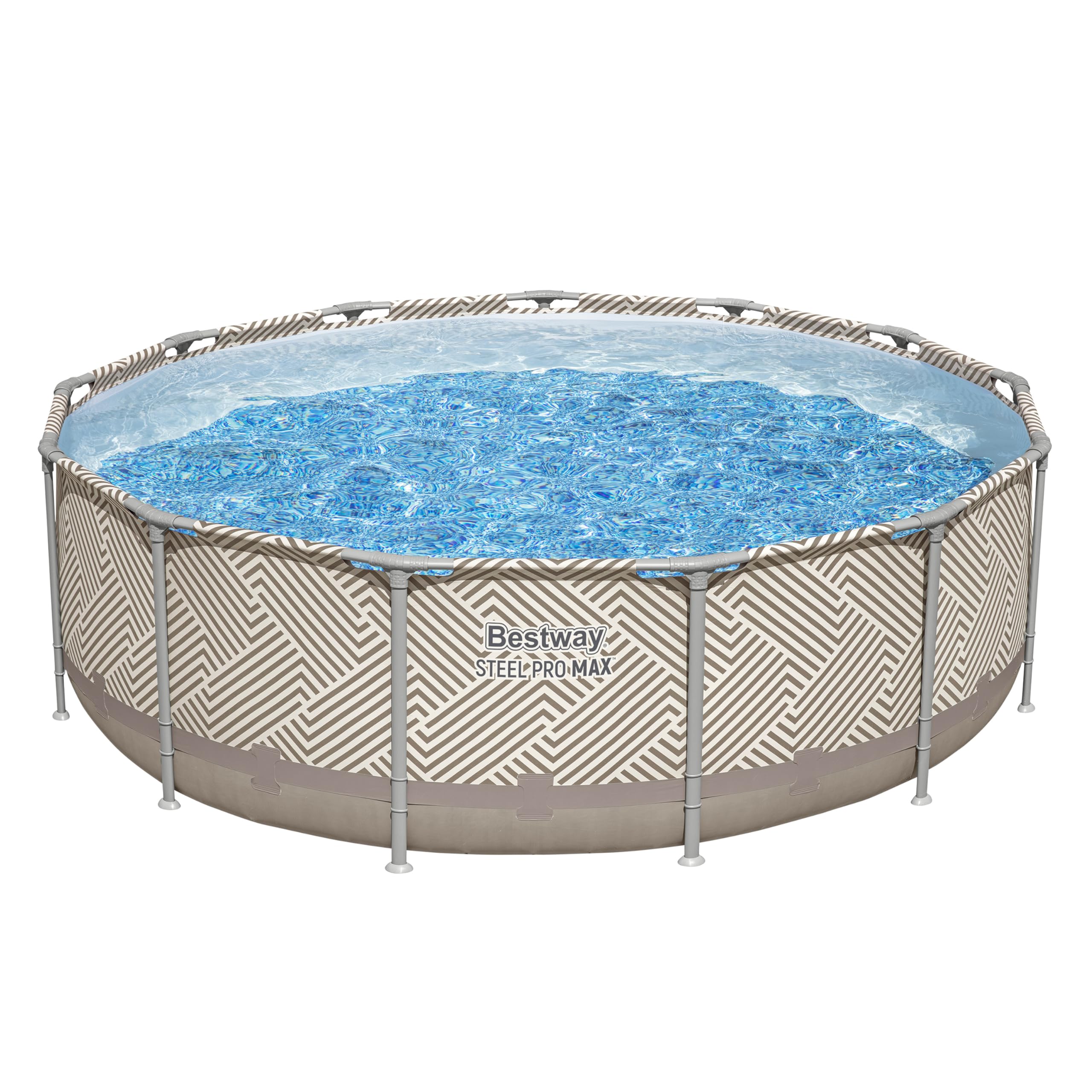Bestway Steel Pro MAX Frame Pool Komplett-Set mit Filterpumpe Ø 396 x 107 cm, Op Art-Design, rund