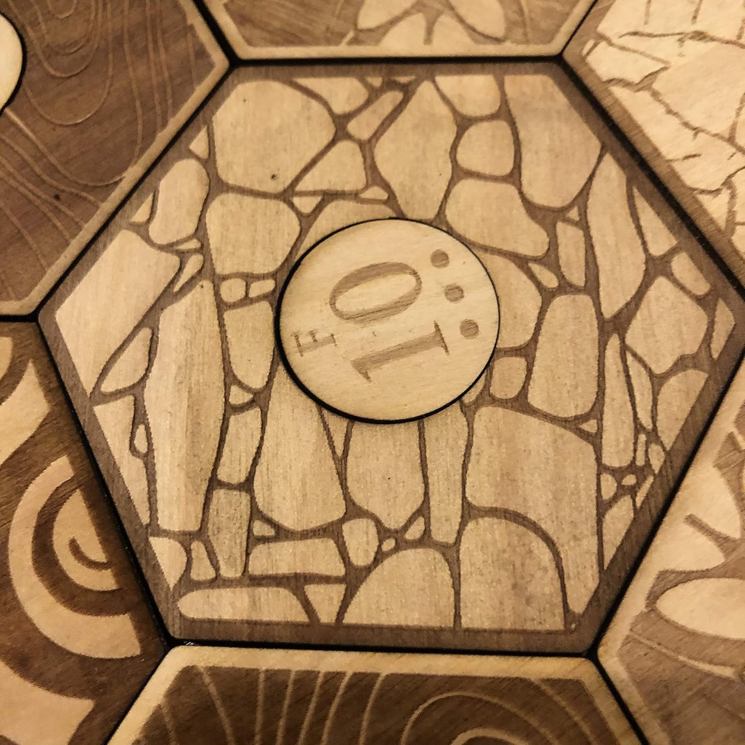 Wooden Game Board With Custom Laser Etched Terrain, Border and Number Tokens Compatible with Settlers of Catan Wooden Board Game