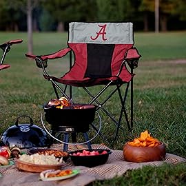 Logo Brands NCAA Alabama Crimson Tide Elite Portable Chair - Premium Outdoor Chair with Cup Holder, Powder-Coated Steel Frame, Lightweight and Portable for Tailgating,and Sporting Events