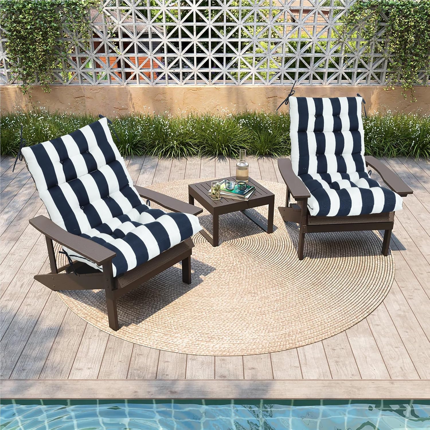 Adirondack Chair Cushion,High Back Chair Cushions Set of 2,Deep Seat Stuffed High Rebound Foam Rocking Chair Cushions for Outdoor Furniture Porch Garden 44” x 22” x 4”