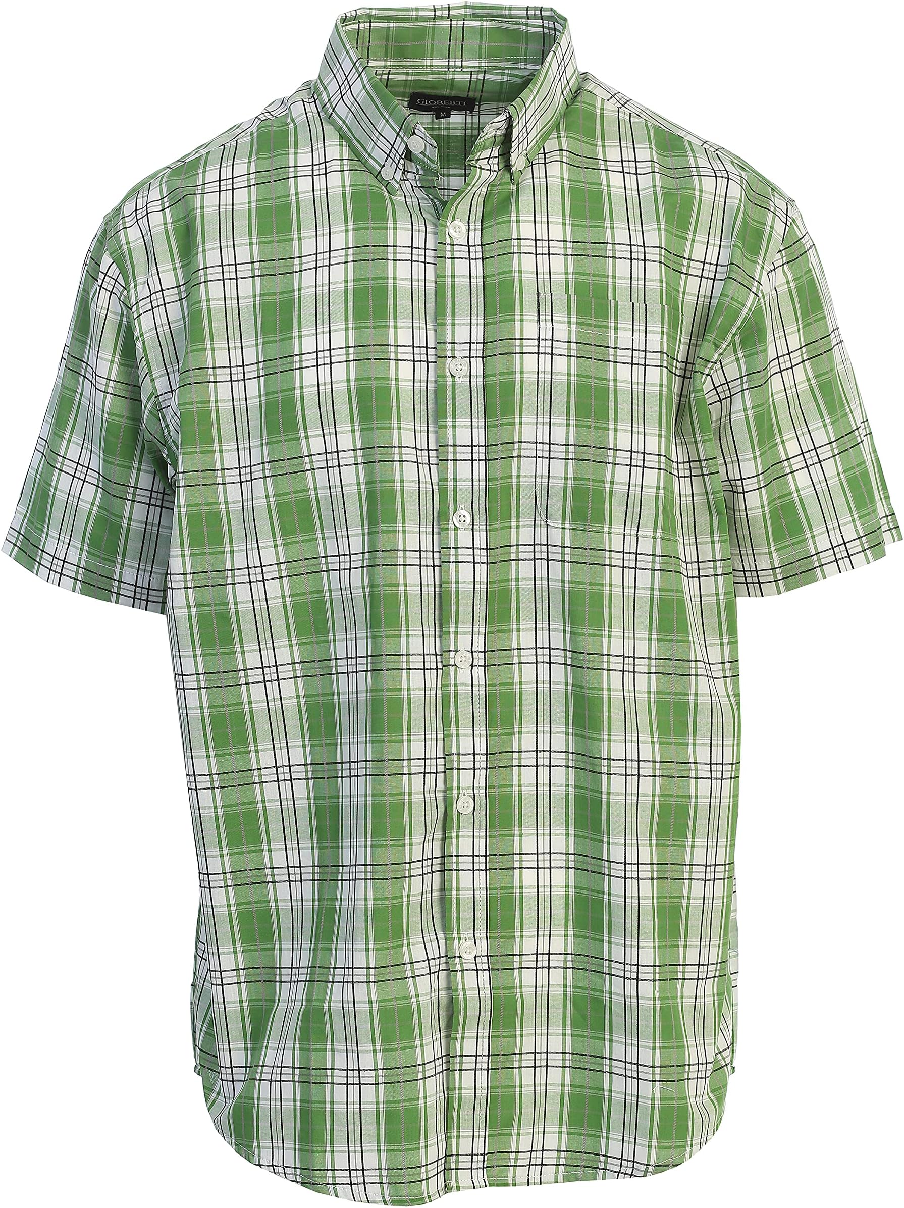 Men's Casual Plaid Button Down Short Sleeve Shirt