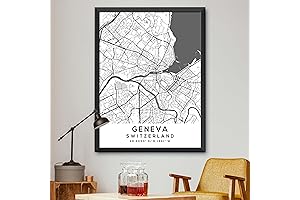 Switzerland Map Geneva 16x20 Print, Map of Geneva, Switzerland