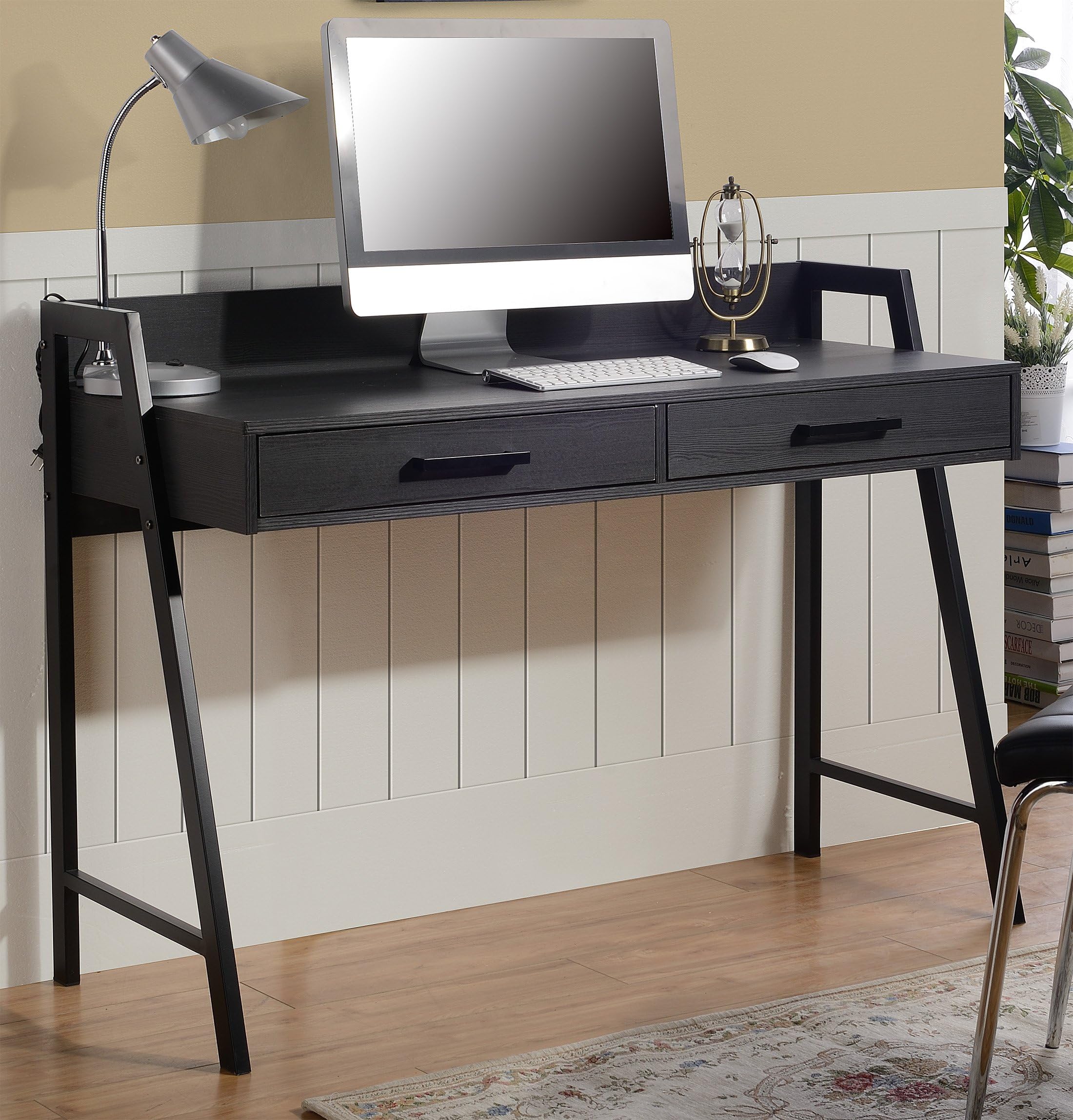 HOMESTAR Rosalind Writing Desk with 2 Drawers in Dark Oak Finish
