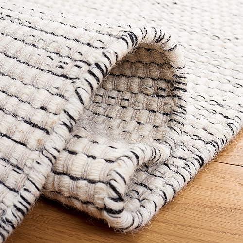 Miniatura 5 de SAFAVIEH Vermont Collection - Alfombra de área de 6 x 9 pies, marfil y negro, lana hecha a mano, ideal para zonas de alto tráfico en sala de estar,