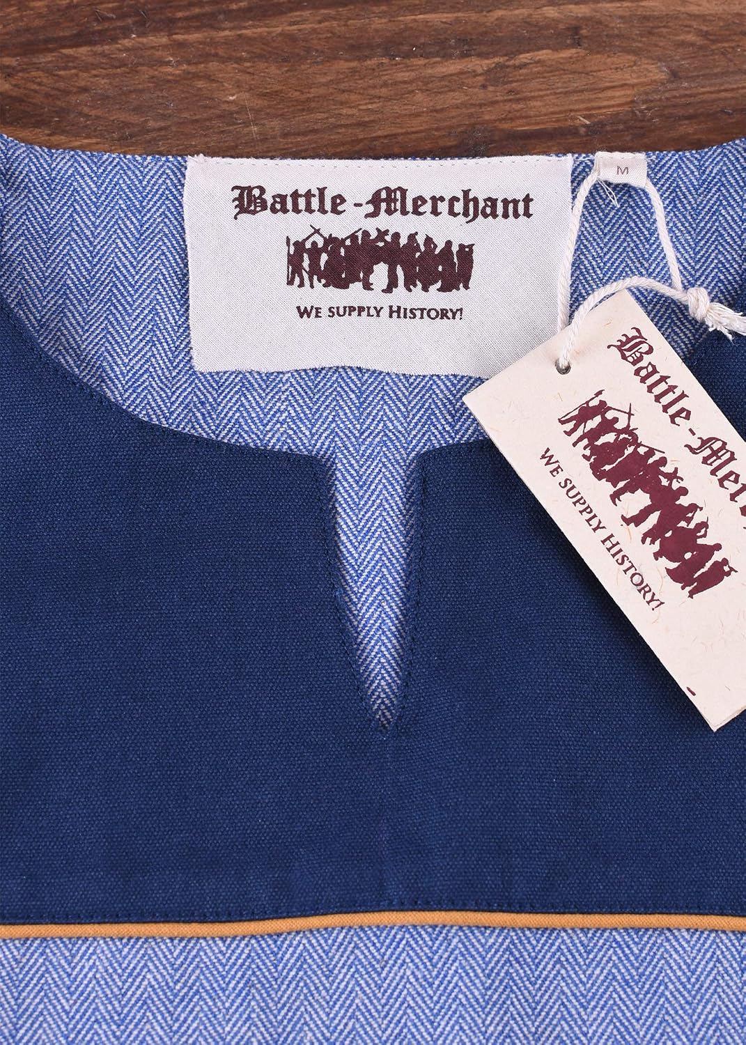 Battle-Merchant Viking Tunic Ove for Men – Herringbone Cotton Medieval Shirt, Long Sleeve Norse LARP Costume,