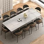 Extendable Dining Table (62.9"–94.4") for 6–10 People, Modern Rectangular Sintered Stone Dining Table with Stainless Steel Base, Durable Heat & Scratch Resistant Kitchen Table, White