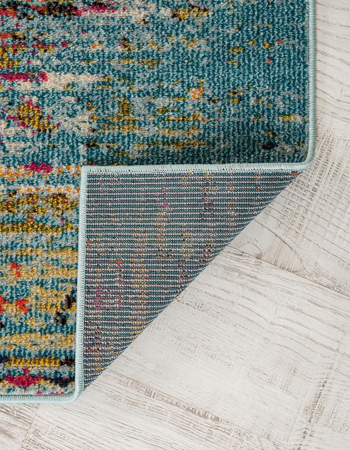 Unique Loom Vita Collection Over-Dyed Southwestern Tribal Vintage Area Rug, Runner 2' 7" x 10' 0", Turquoise/Yellow