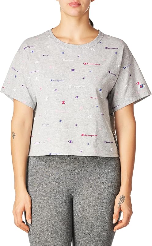Champion remera recortada para mujer, remera recortada clásica para mujer, Camisetas cortas para mujer