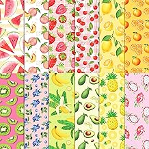 24 Sheets Summer Fruit Scrapbook Paper 11.8'' x 11.8'' Strawberry Lemon Watermelon Peach Fruit Pattern Paper Pack Fruit Double-Sided Cardstock Pack for Scrapbooking Background Card Making Origami DIY - Buy now