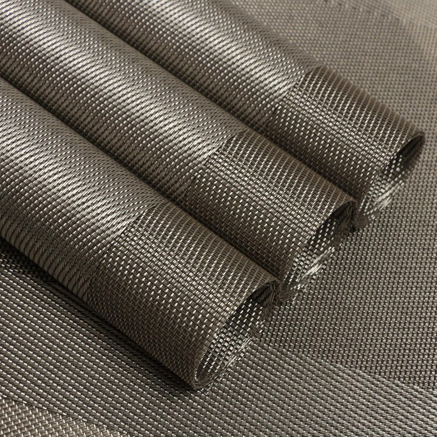 Famibay Grey Washable Placemats and Coasters Set of 6 Woven Vinyl Table