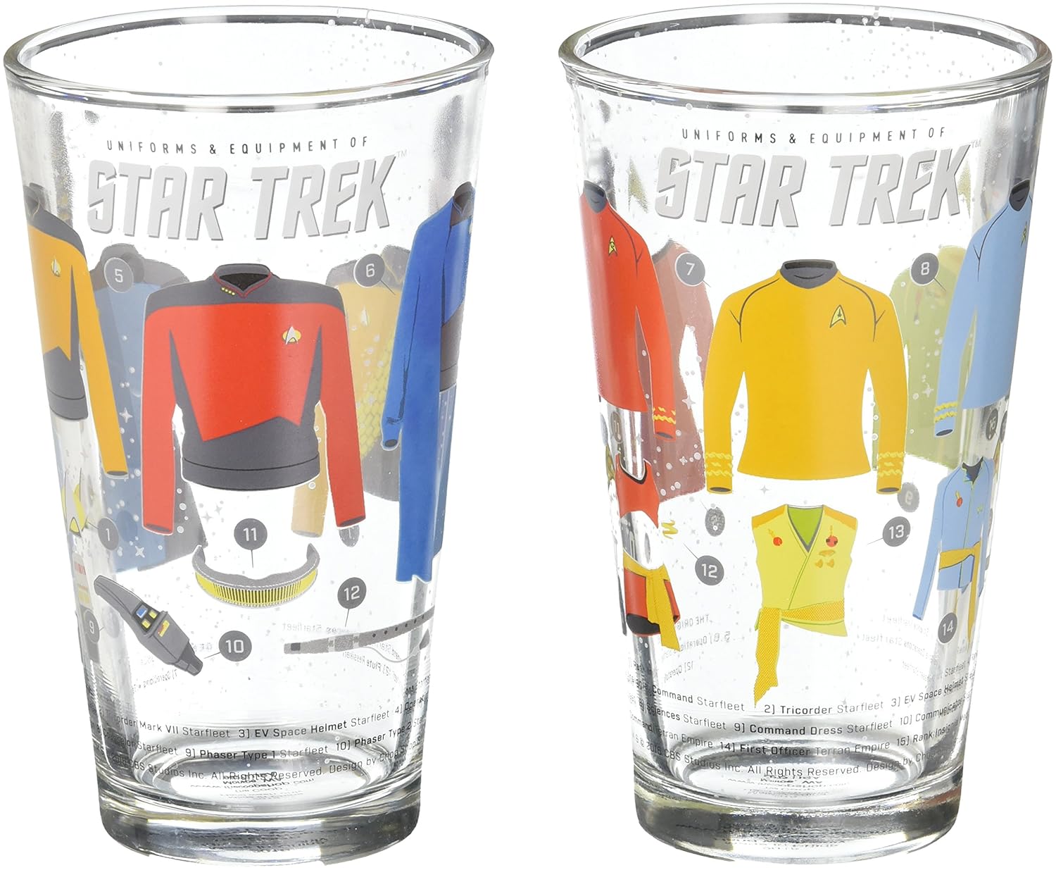 The Coop Star Trek Uniforms Pint Glasses (Set of 2)
