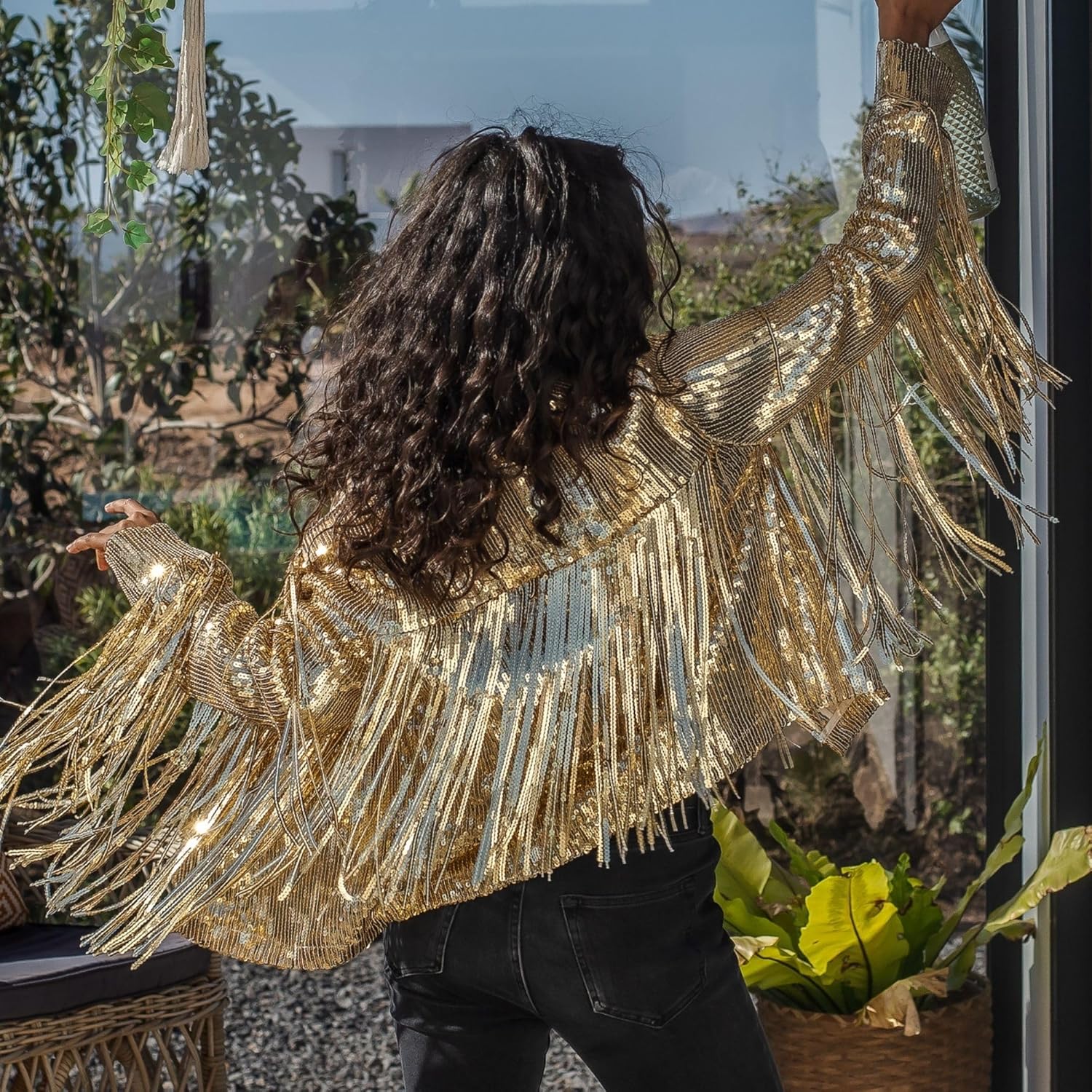 Sequin Jacket Fringe