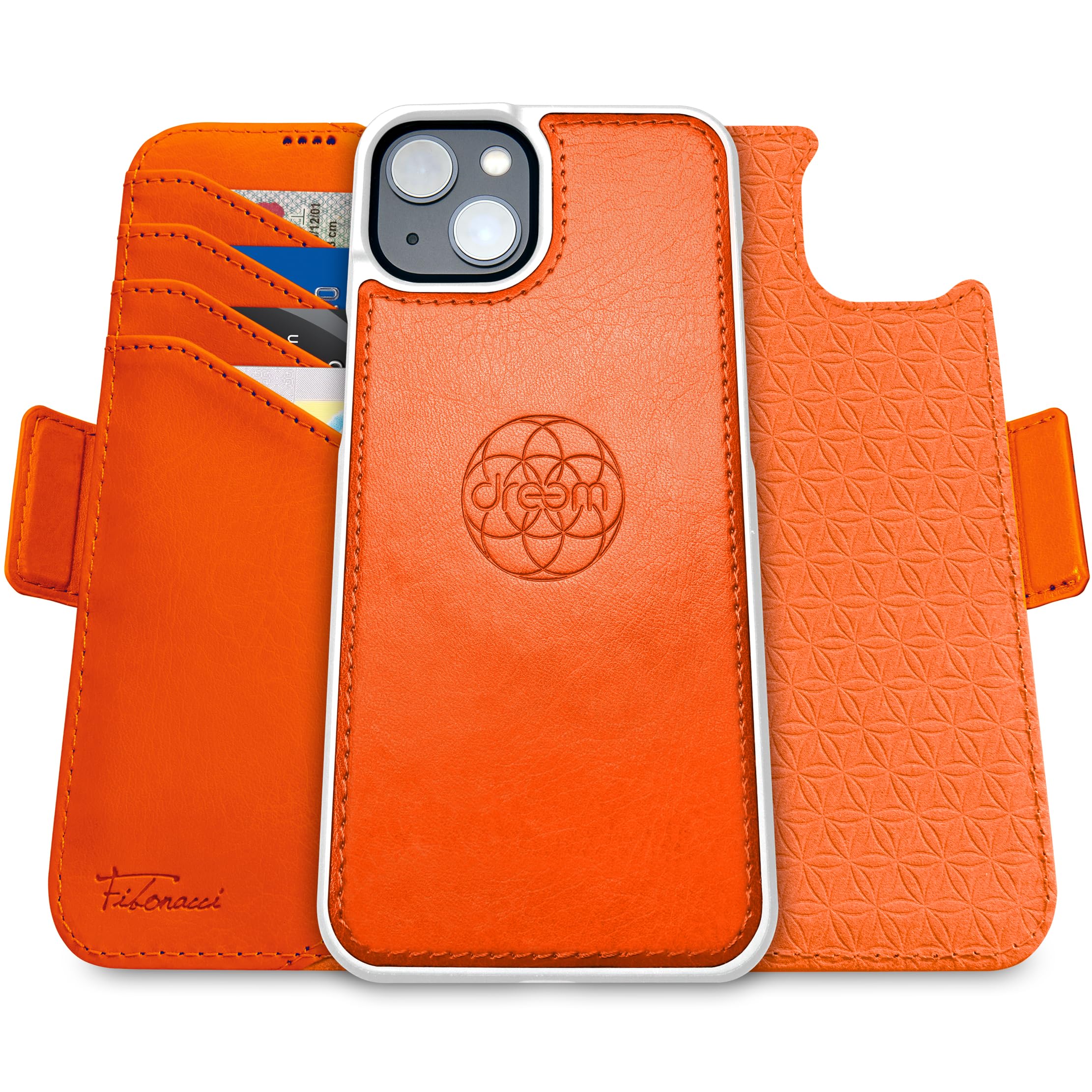 Photo 1 of Dreem Vegan Leather Wallet Case for iPhone 15 Orange