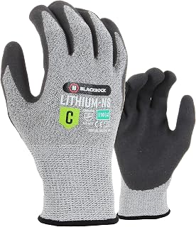 Blackrock BRG15108 Lithium-NS High Cut Resistant Level C Protection Work Gloves, Nitrile Coating Dry Grip Men & Women's, Anti Cut Steel and Glass Fibre Safety Lining, Knife, Blade Protection, Grey