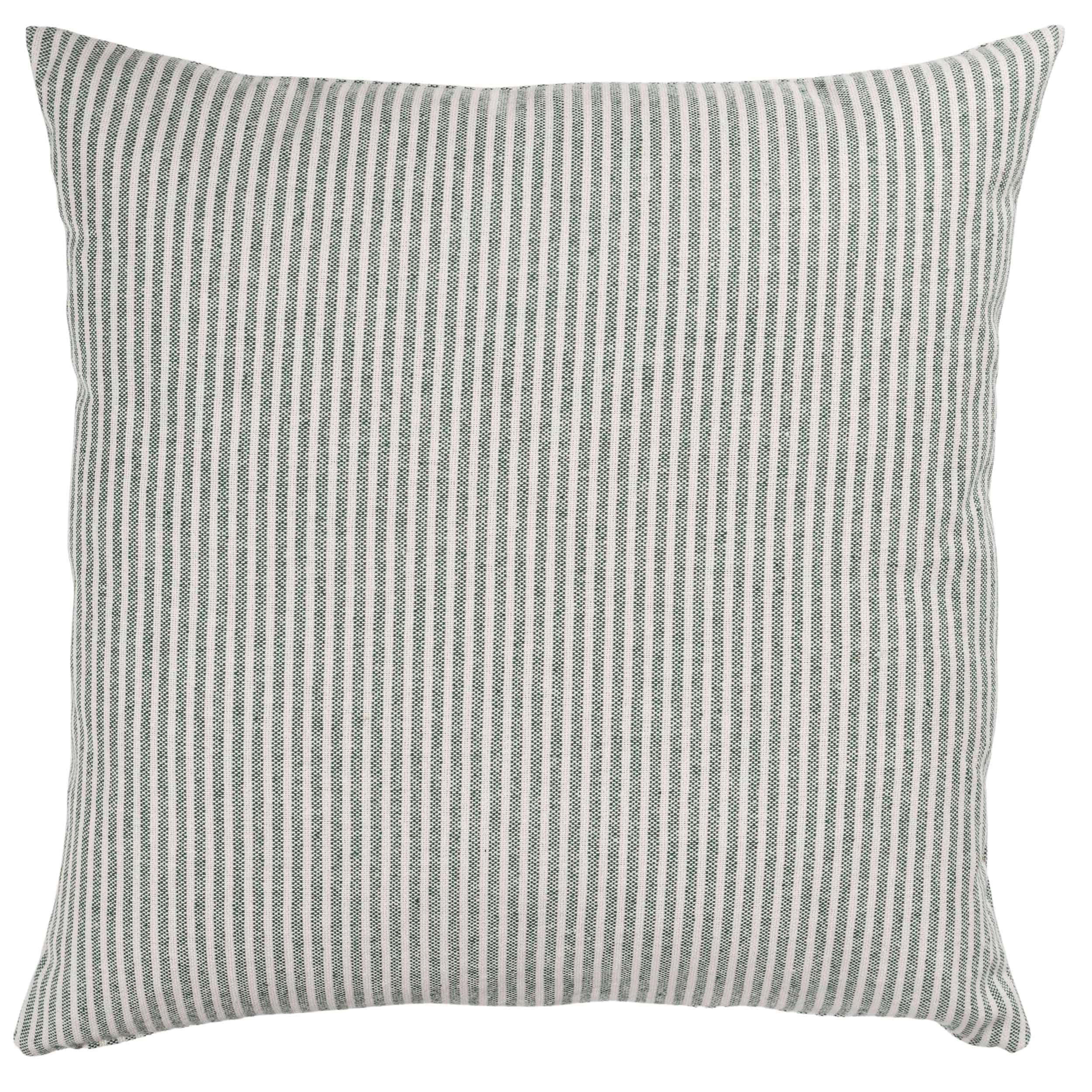 Linen Loft Woven Ticking Stripe Extra-Large Cushion Cover in Hunter Green. Nautical Stripes, Modern Design. 23x23 XL Square Cover Only