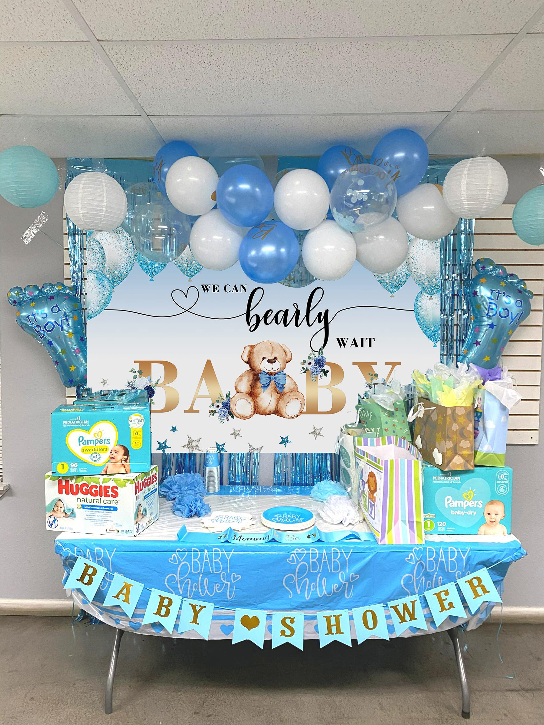 Avezano Fotohintergrund „We Can Bearly Wait“ 1,8 X 1,2 M – Mit Bären, Mond & Sternen Für Die Babyparty