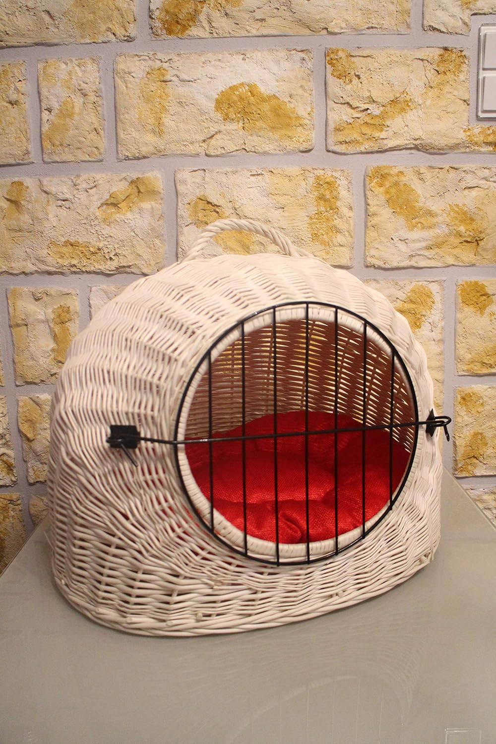 Marcus Katzentransportkorb Aus Weide – Mit Metallgitter & Kissen, L/XL/XXL (bis 55 Cm), Für Katzen & Hunde