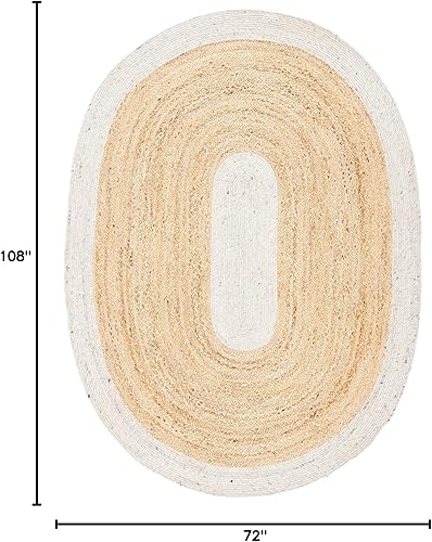 Miniatura 2 de SAFAVIEH Braided Collection BRD910B - Alfombra reversible de yute de 6 x 9 pies, color beige y natural, hecha a mano