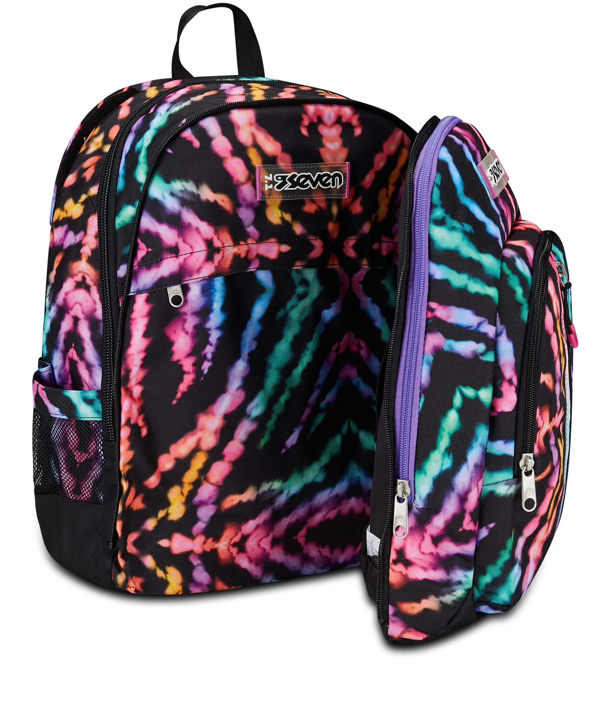 Seven Zaino Scuola Adavanced Detach, Nero Fucsia, Multi-Shade Girl, Doppio Scomparto Con Tasca Staccabile Uso Zainetto, Tasca Porta PC, Tasca Porta Borraccia, Zaino Medie e Superiori, Bambina Ragazza