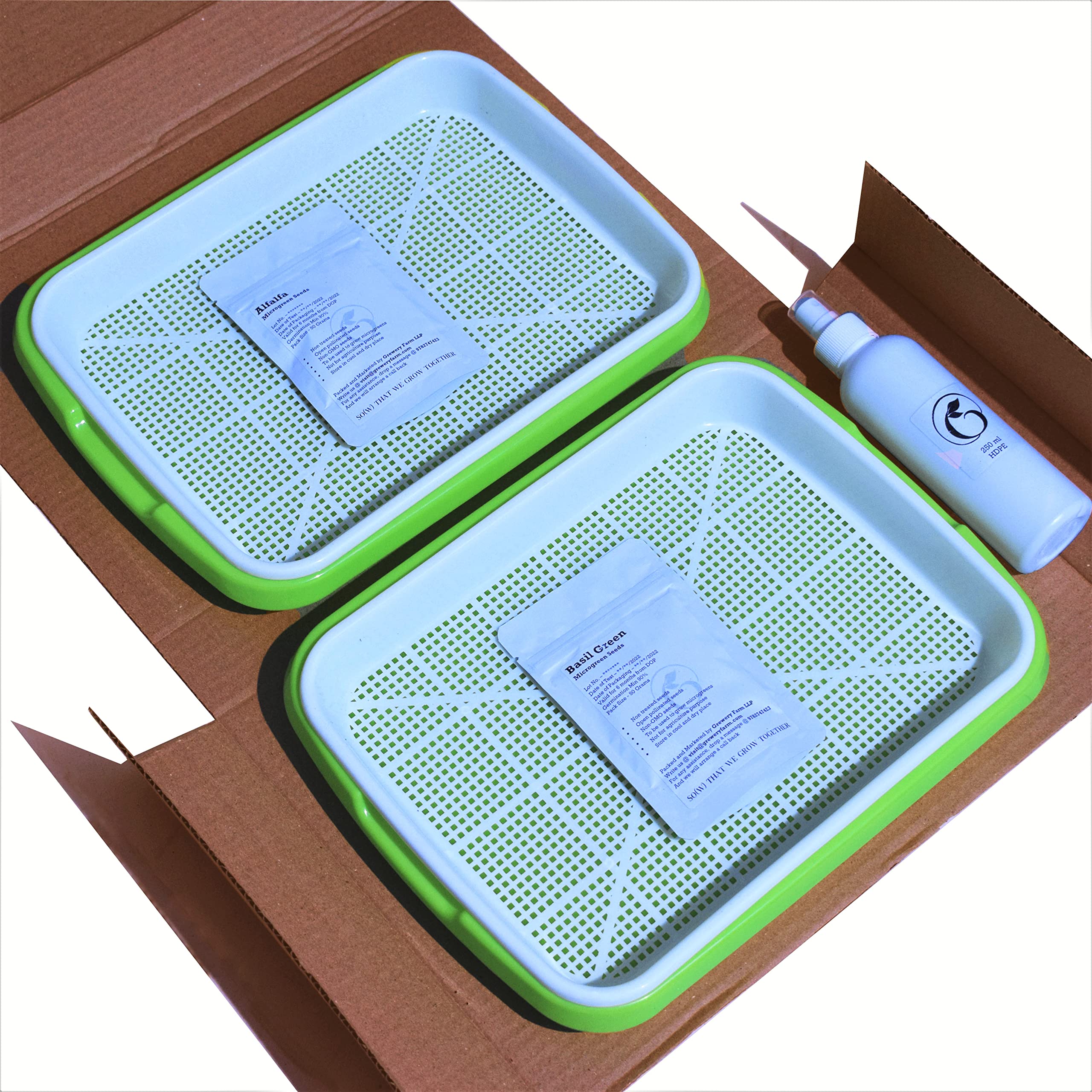 Grewery Farm Premium Microgreens Kit | 2x Microgreen Tray Sets | 100 gm Seeds (2 Varieties) | 1x 250 mm Industrial Grade Spray Bottle | Grow Guide | (Radish China Rose + Amaranthus Red) (B09R2DJ8X5) Amazon Price History, Amazon Price Tracker
