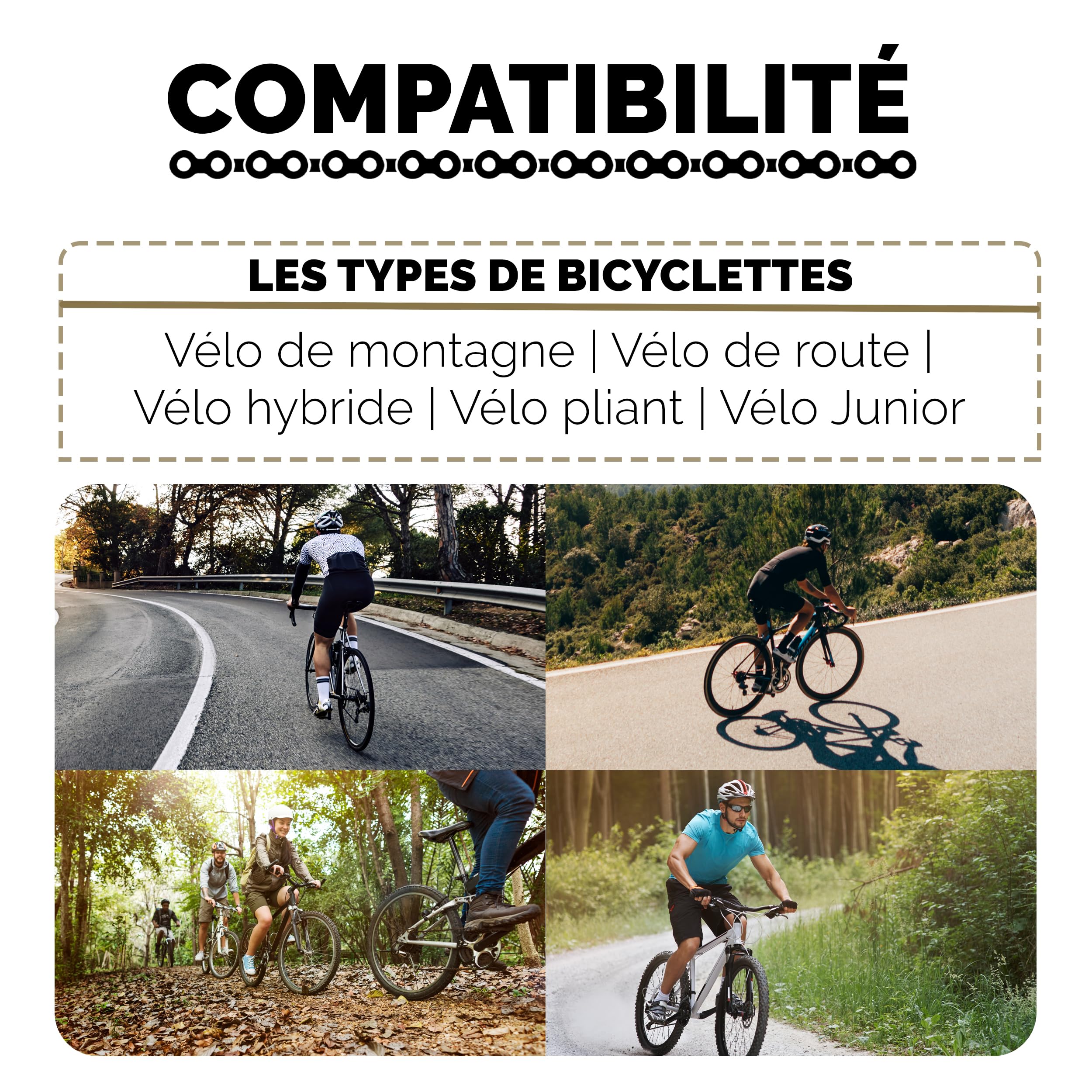 JJ Prime Chaîne Vélo 5/6/7 Vitesses - 116 Maillons 1/2 X 3/32, Compatible VTT, Vélo Route Et Hybride