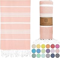 Vista 16 de Madamelique Toalla de playa turca con bolsa de playa, 39 x 74 pulgadas, toallas de playa prelavadas de gran tamaño, 100 % algodón, secado rápido