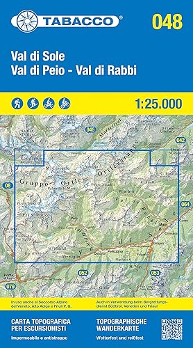 Val di Peio, Val di Rabbi, Val di Sole 1:25.000. Ediz. italiana, inglese, francese e tedesca: 048