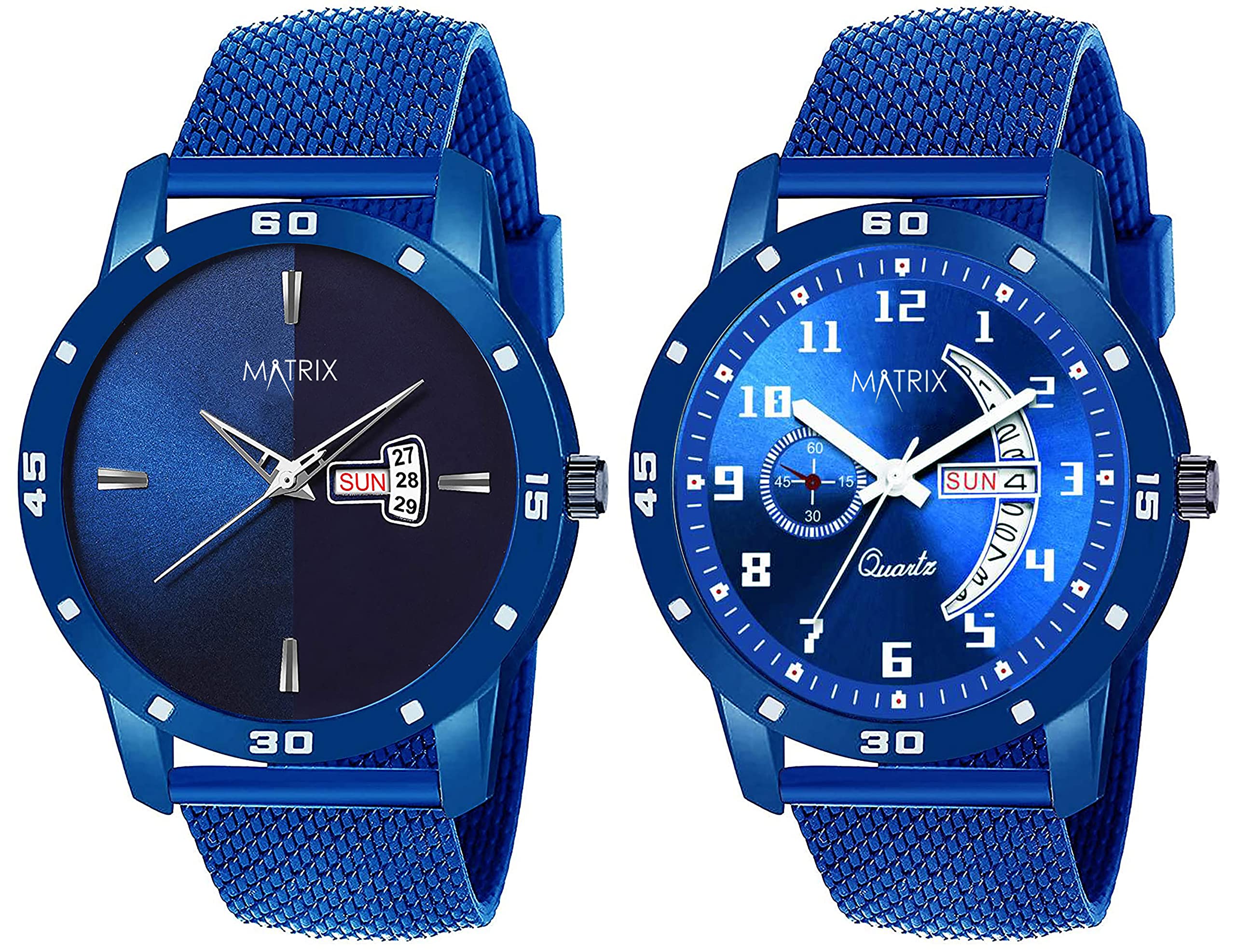 Matrix Silicone Boy "Doublet Blue & Blue Day & Date Analogue Watch Pair Set (Pack Of 2 Different Watch) (Pr-66Bl-85) (B0B18QN7SF) Amazon Price History, Amazon Price Tracker
