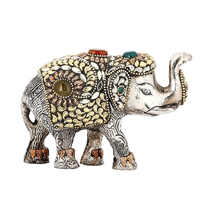 NM Aluminium Elephant with Metal Beads Decoration Figurine