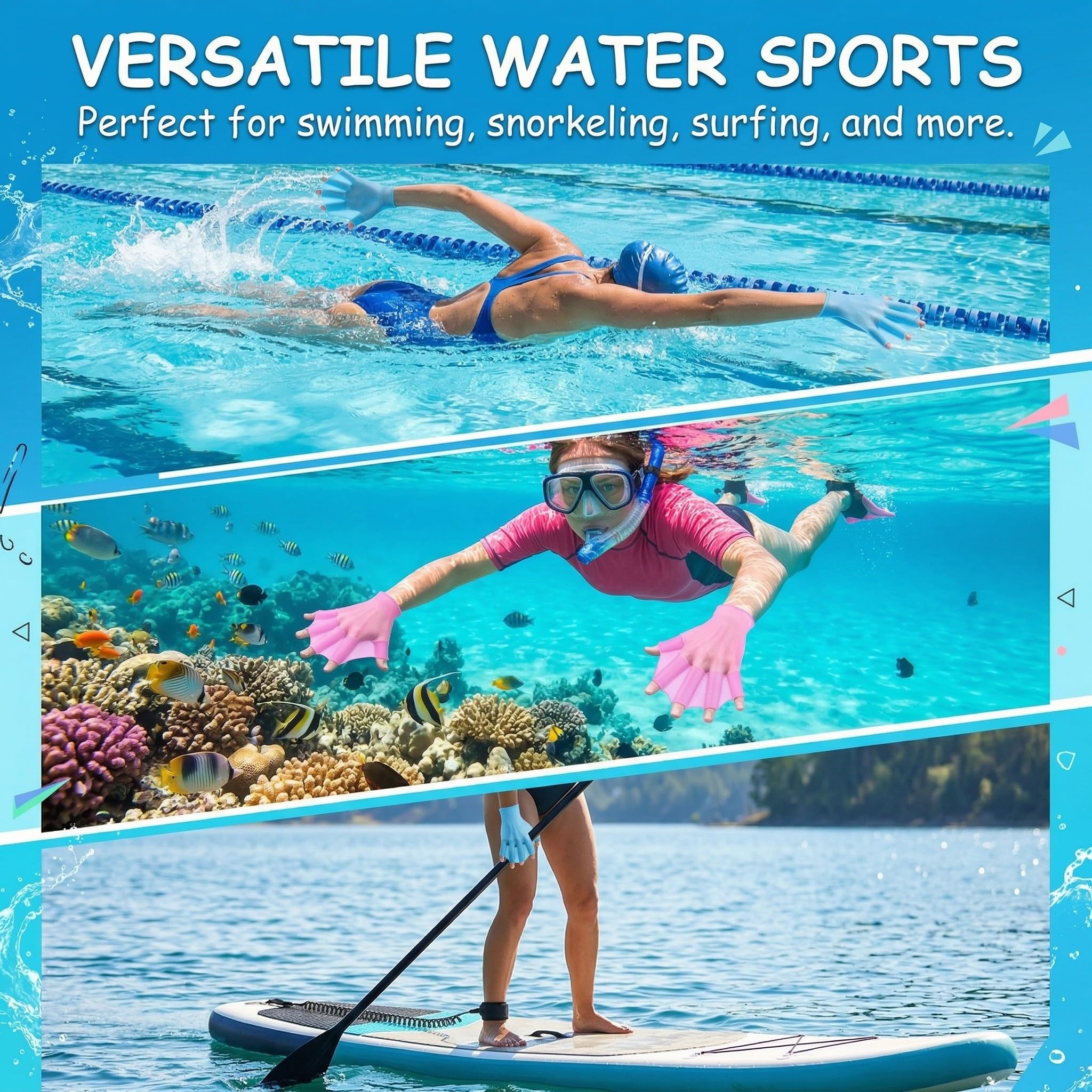 Silikon Schwimmhandschuhe für Kinder Schwimmtraining Schnorcheln 2 Paar