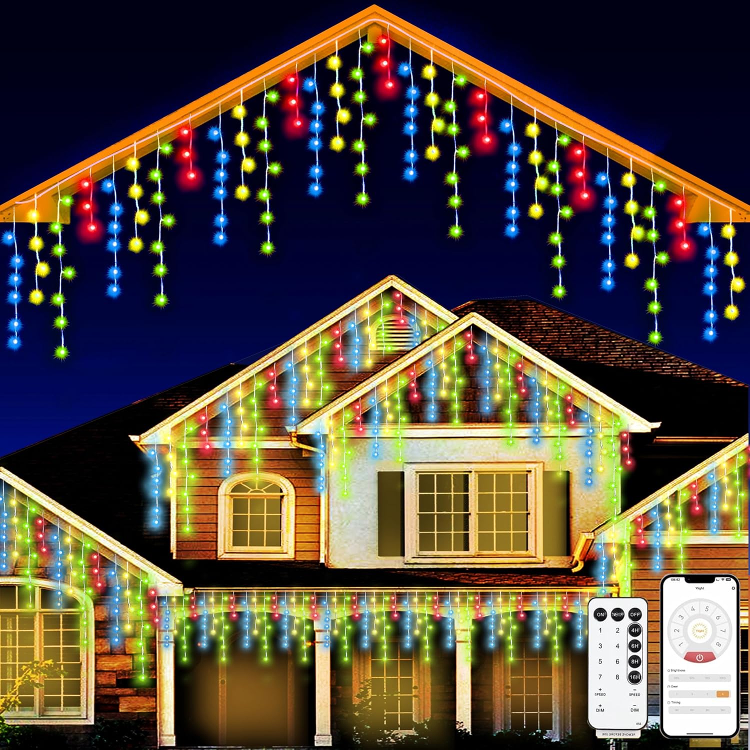Christmas String Lights Outdoor - 99Ft/30M 1280 LED 8 Modes with Remote Control and App Waterproof Christmas Lights for Patio Yard Garden Wedding Party-Multicolor Multicolor 1280LED / 99FT