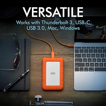 LaCie Rugged USB-C، 4TB، Portable External Hard Drive، Drop، Shock، Dust، Rain Resistant، for Mac & PC ( STFR4000800 )