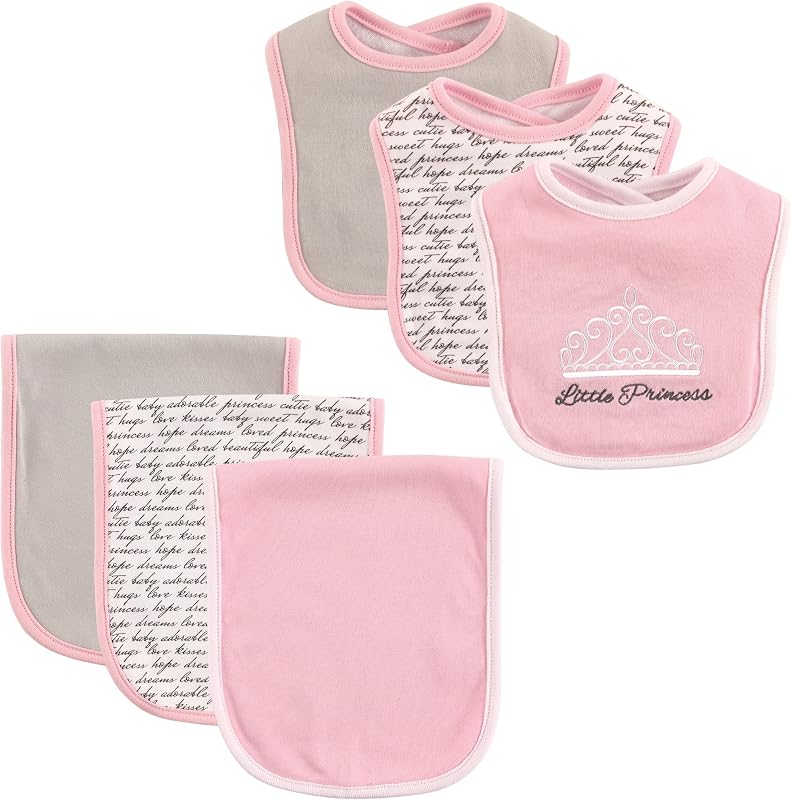 Hudson Baby Bib and Burp Cloth Set, 6 Piece, 0-12 Months