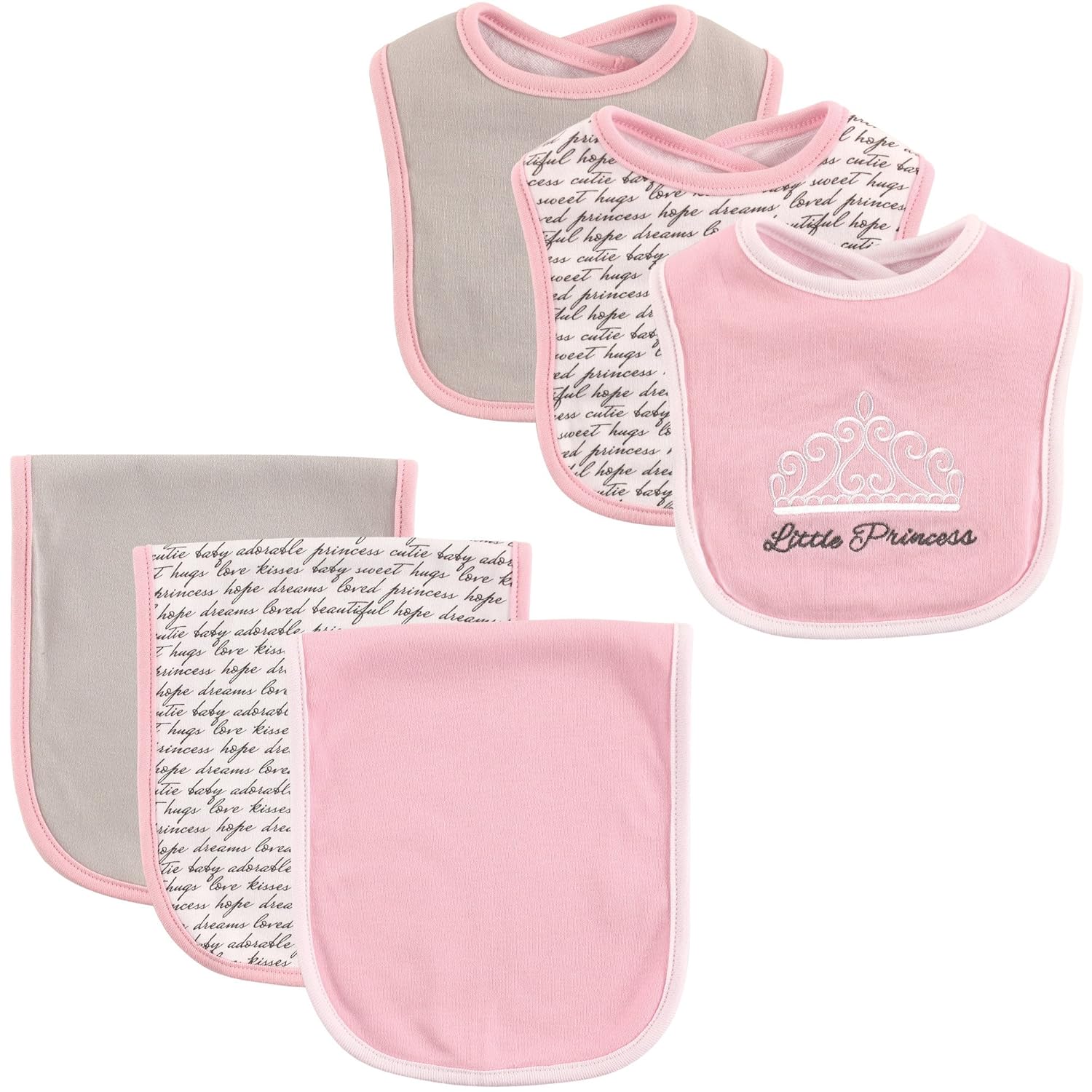 Hudson Baby Unisex Baby Cotton Bib and Burp Cloth Set, Princess, One Size: Baby