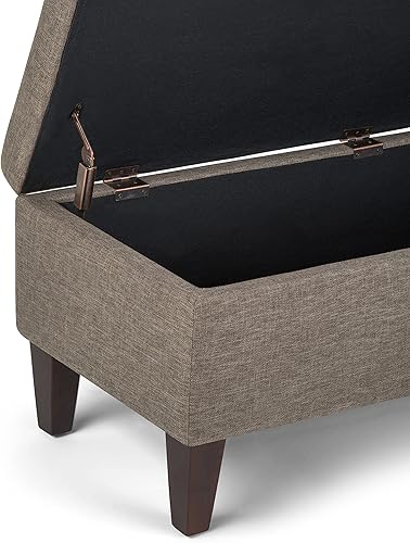 Miniatura 9 de SIMPLIHOME Monroe - Otomana rectangular contemporánea de almacenamiento de 48 pulgadas de ancho en tela de aspecto de lino marrón beige, ensamblada,